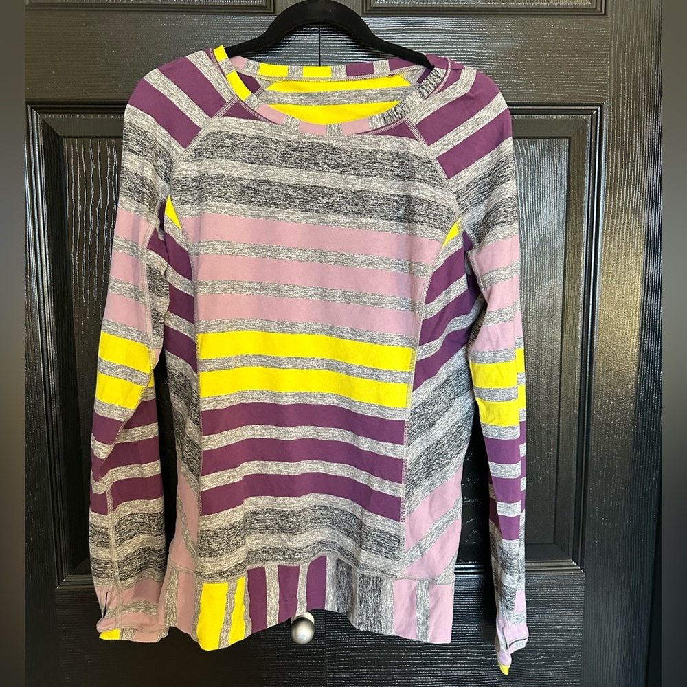 Lululemon Race Your Pace Long Sleeve Top Triplet Twin Stripe Size 12